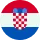 Croatian flag with red, white, and blue horizontal stripes and the red and white checkerboard shield in the center.