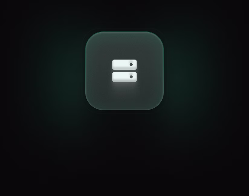 Icon of two stacked server racks with status lights on a dark rounded square background.